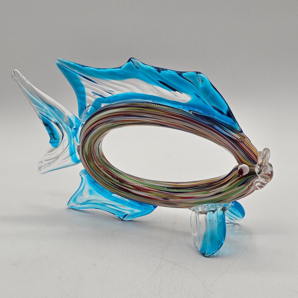 Murano Style Art Glass Fish Figurine Multicolor Cutout Body Vintage Handblown - Picture 7 of 9